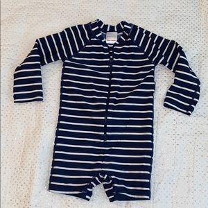 Hanna Anderson navy stripe swim suit